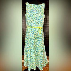 Liz Claiborne Teal, Yellow & White Printed Sleeveless Maxi Dress